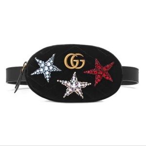 Gucci Marmont Stars Small Velvet Belt Bag / Fanny Pack Size 85 NWT